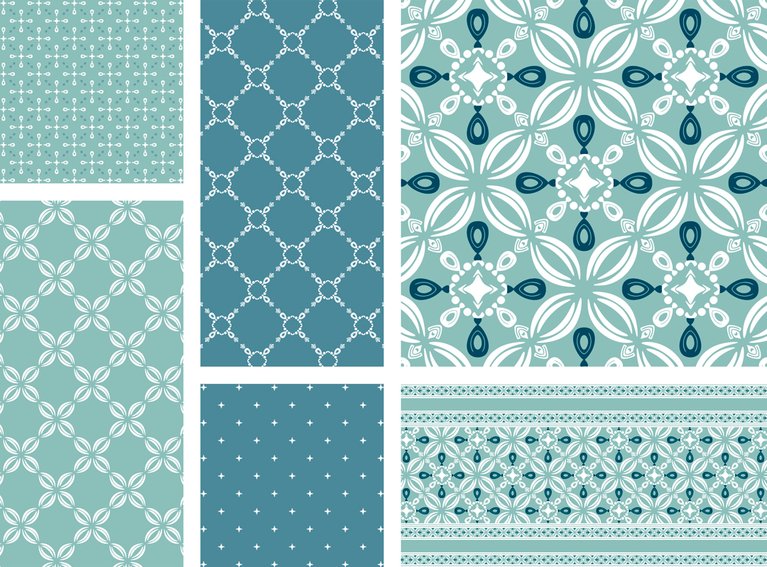 FloralMelange_OceanMist_DesignsByLindaBell_Swatches